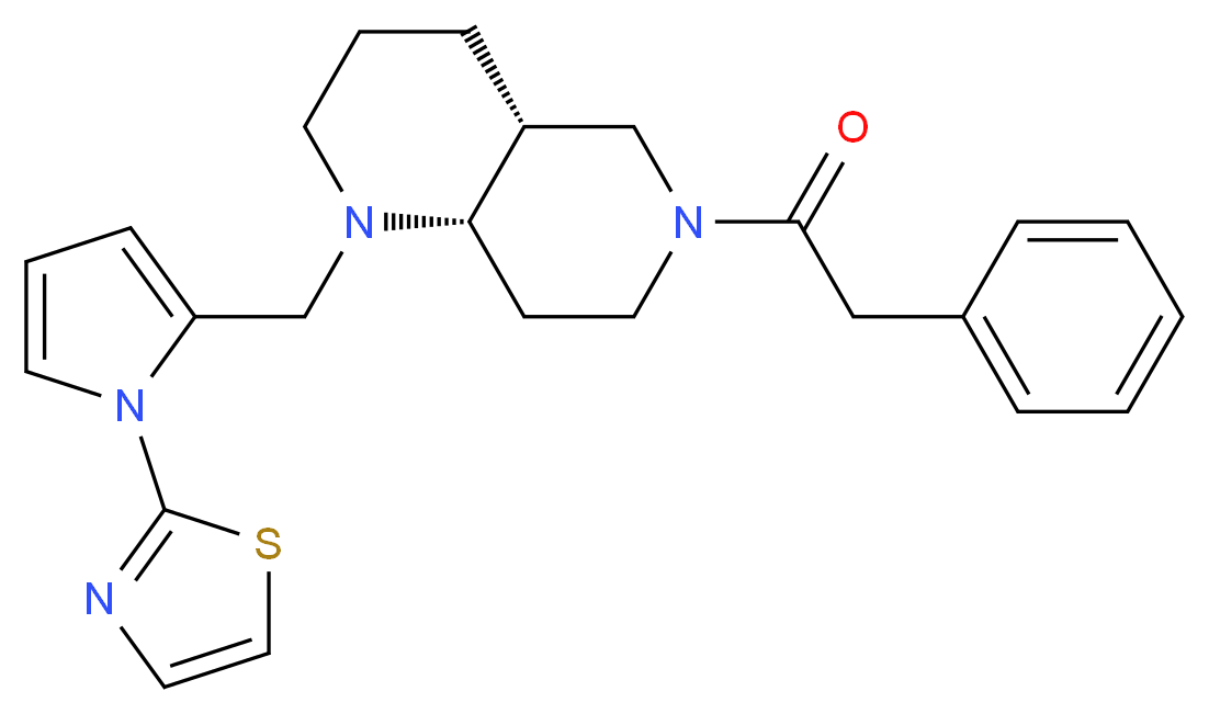 (4aR*,8aS*)-6-(phenylacetyl)-1-{[1-(1,3-thiazol-2-yl)-1H-pyrrol-2-yl]methyl}decahydro-1,6-naphthyridine_Molecular_structure_CAS_)