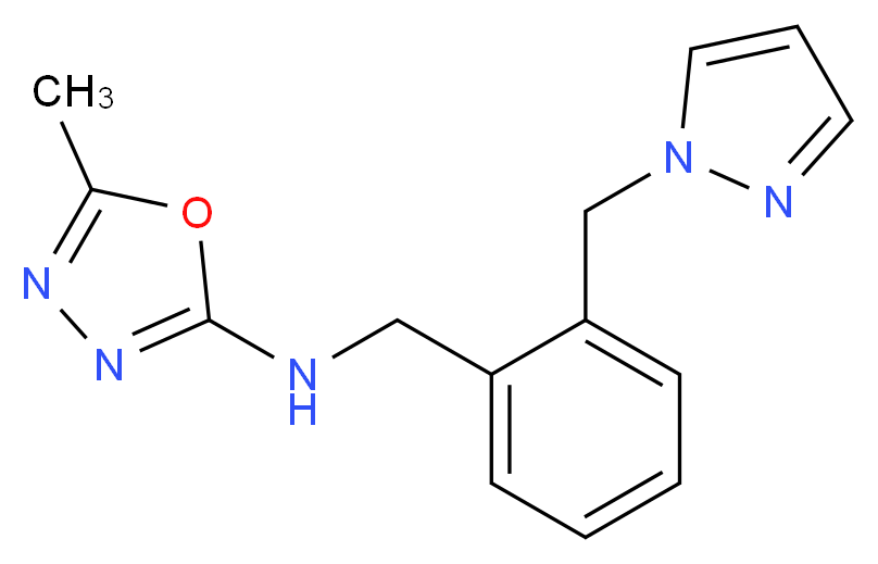 5-methyl-N-[2-(1H-pyrazol-1-ylmethyl)benzyl]-1,3,4-oxadiazol-2-amine_Molecular_structure_CAS_)