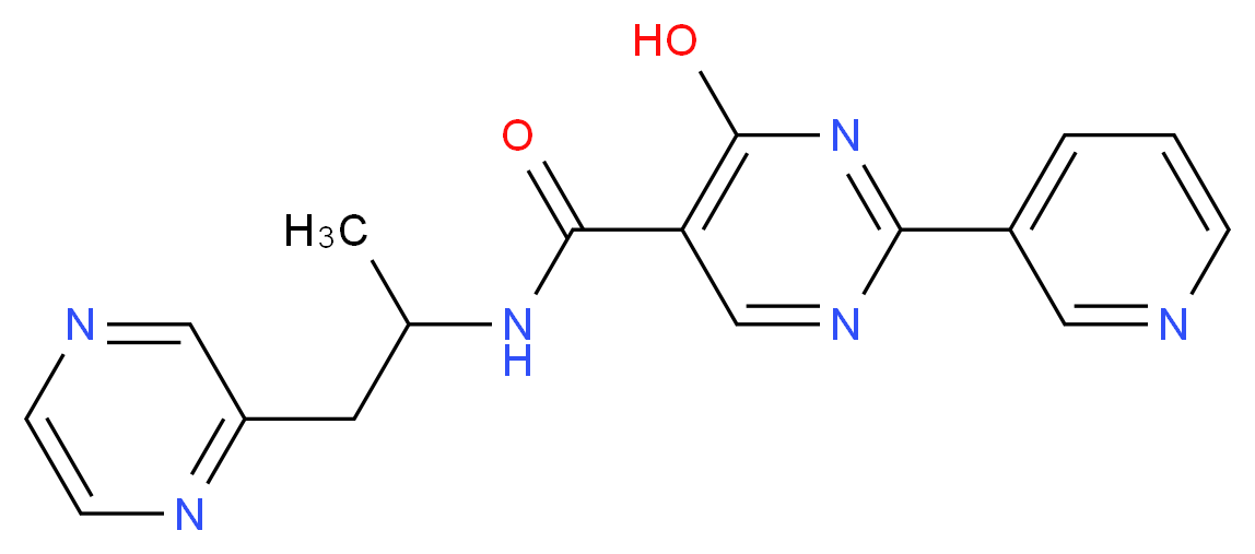 4-hydroxy-N-(1-methyl-2-pyrazin-2-ylethyl)-2-pyridin-3-ylpyrimidine-5-carboxamide_Molecular_structure_CAS_)