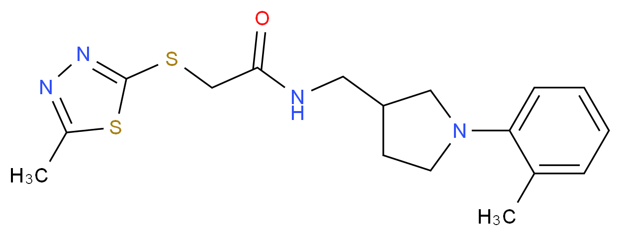 N-{[1-(2-methylphenyl)pyrrolidin-3-yl]methyl}-2-[(5-methyl-1,3,4-thiadiazol-2-yl)thio]acetamide_Molecular_structure_CAS_)