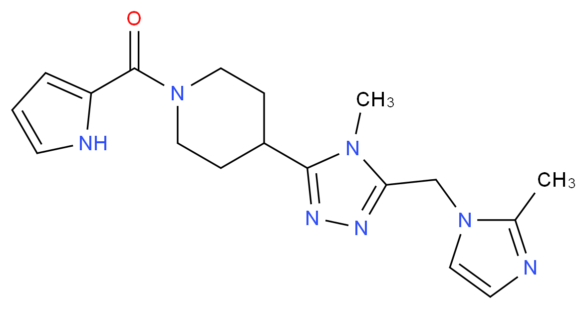 4-{4-methyl-5-[(2-methyl-1H-imidazol-1-yl)methyl]-4H-1,2,4-triazol-3-yl}-1-(1H-pyrrol-2-ylcarbonyl)piperidine_Molecular_structure_CAS_)