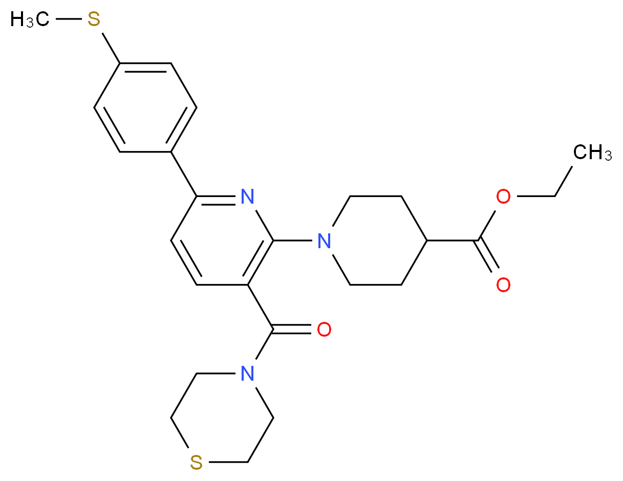 ethyl 1-[6-[4-(methylthio)phenyl]-3-(4-thiomorpholinylcarbonyl)-2-pyridinyl]-4-piperidinecarboxylate_Molecular_structure_CAS_)