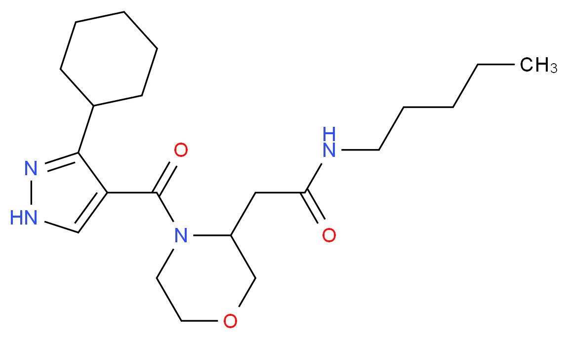 2-{4-[(3-cyclohexyl-1H-pyrazol-4-yl)carbonyl]-3-morpholinyl}-N-pentylacetamide_Molecular_structure_CAS_)