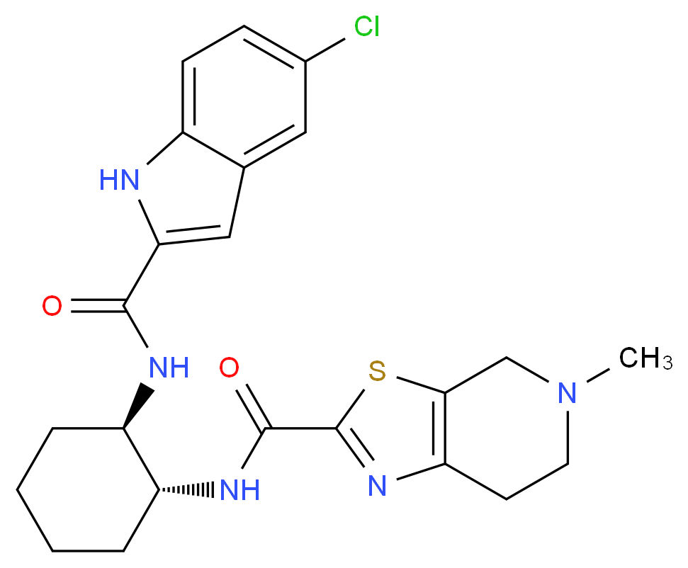 N-((1R,2R)-2-(5-CHLORO-1H-INDOLE-2-CARBOXAMIDO)CYCLOHEXYL)-5-METHYL-4,5,6,7-TETRAHYDROTHIAZOLO[5,4-C]PYRIDINE-2-CARBOXAMIDE_Molecular_structure_CAS_)