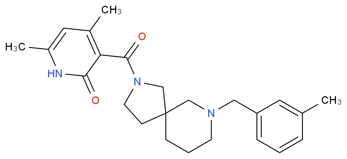 4,6-dimethyl-3-{[7-(3-methylbenzyl)-2,7-diazaspiro[4.5]dec-2-yl]carbonyl}-2(1H)-pyridinone_Molecular_structure_CAS_)