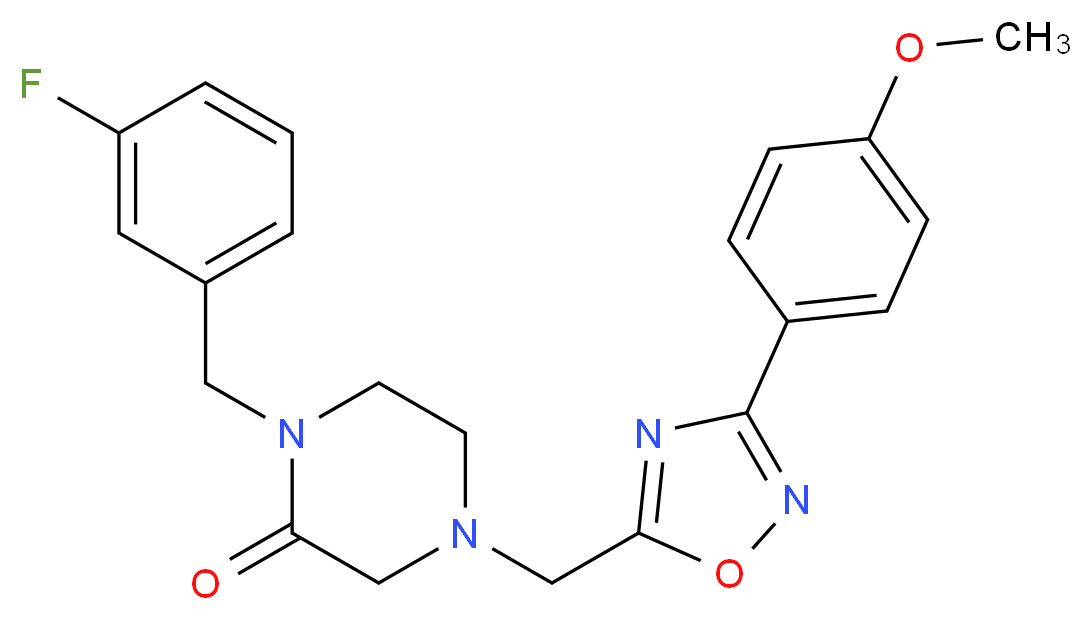 1-(3-fluorobenzyl)-4-{[3-(4-methoxyphenyl)-1,2,4-oxadiazol-5-yl]methyl}-2-piperazinone_Molecular_structure_CAS_)