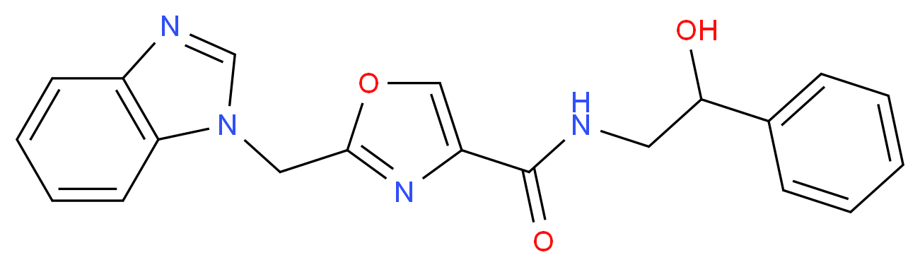2-(1H-benzimidazol-1-ylmethyl)-N-(2-hydroxy-2-phenylethyl)-1,3-oxazole-4-carboxamide_Molecular_structure_CAS_)