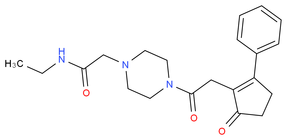 N-ethyl-2-{4-[(5-oxo-2-phenyl-1-cyclopenten-1-yl)acetyl]-1-piperazinyl}acetamide_Molecular_structure_CAS_)
