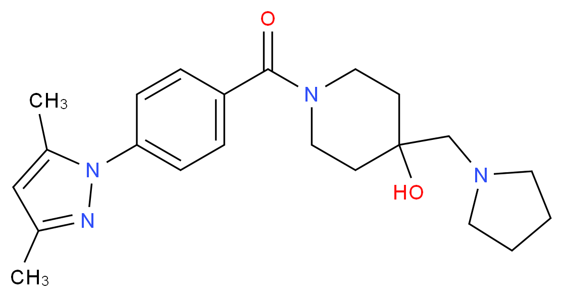 1-[4-(3,5-dimethyl-1H-pyrazol-1-yl)benzoyl]-4-(1-pyrrolidinylmethyl)-4-piperidinol_Molecular_structure_CAS_)