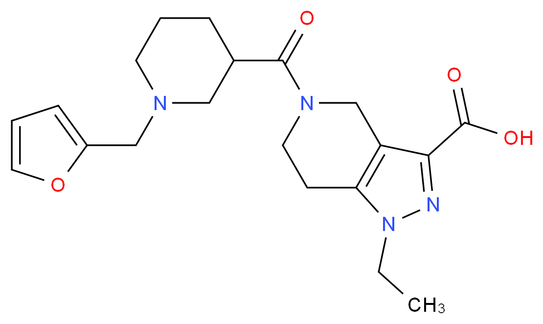 1-ethyl-5-{[1-(2-furylmethyl)piperidin-3-yl]carbonyl}-4,5,6,7-tetrahydro-1H-pyrazolo[4,3-c]pyridine-3-carboxylic acid_Molecular_structure_CAS_)