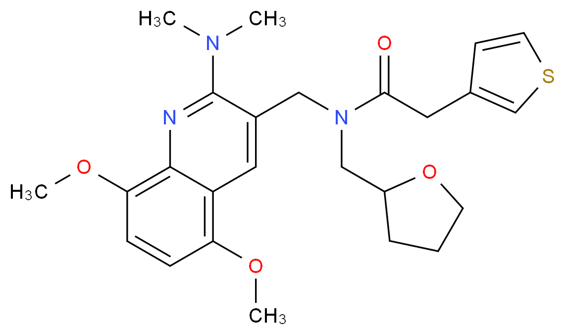 N-{[2-(dimethylamino)-5,8-dimethoxy-3-quinolinyl]methyl}-N-(tetrahydro-2-furanylmethyl)-2-(3-thienyl)acetamide_Molecular_structure_CAS_)