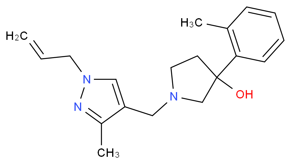 1-[(1-allyl-3-methyl-1H-pyrazol-4-yl)methyl]-3-(2-methylphenyl)pyrrolidin-3-ol_Molecular_structure_CAS_)