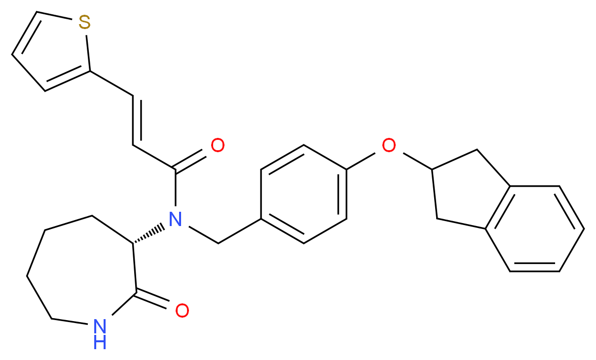 (2E)-N-[4-(2,3-dihydro-1H-inden-2-yloxy)benzyl]-N-[(3S)-2-oxo-3-azepanyl]-3-(2-thienyl)acrylamide_Molecular_structure_CAS_)