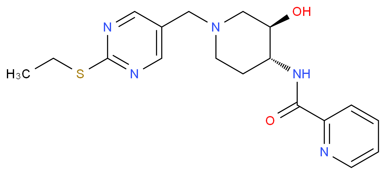 N-((3R*,4R*)-1-{[2-(ethylthio)pyrimidin-5-yl]methyl}-3-hydroxypiperidin-4-yl)pyridine-2-carboxamide_Molecular_structure_CAS_)