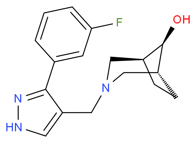 (8-syn)-3-{[3-(3-fluorophenyl)-1H-pyrazol-4-yl]methyl}-3-azabicyclo[3.2.1]octan-8-ol_Molecular_structure_CAS_)