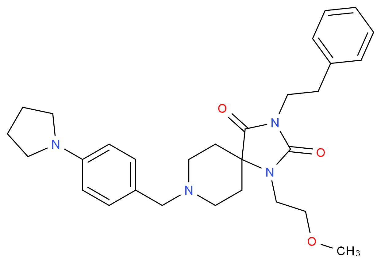 1-(2-methoxyethyl)-3-(2-phenylethyl)-8-[4-(1-pyrrolidinyl)benzyl]-1,3,8-triazaspiro[4.5]decane-2,4-dione_Molecular_structure_CAS_)