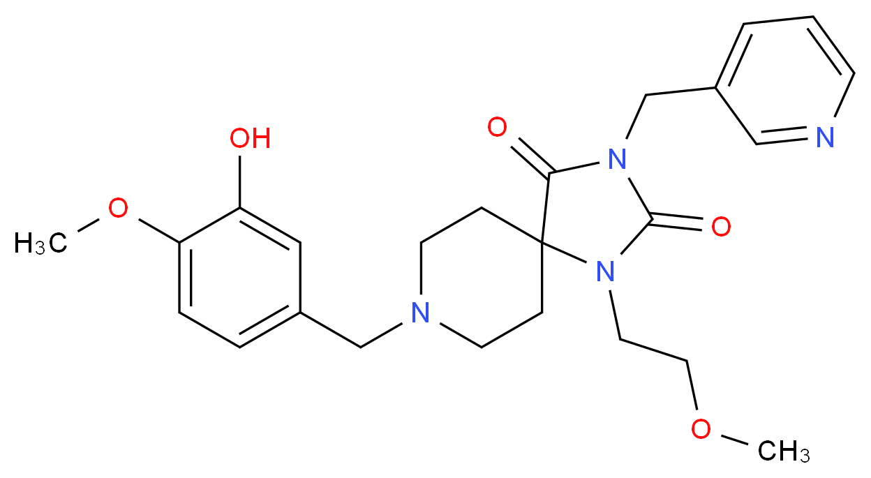 8-(3-hydroxy-4-methoxybenzyl)-1-(2-methoxyethyl)-3-(3-pyridinylmethyl)-1,3,8-triazaspiro[4.5]decane-2,4-dione_Molecular_structure_CAS_)