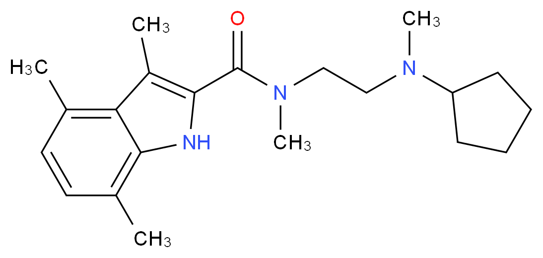 N-{2-[cyclopentyl(methyl)amino]ethyl}-N,3,4,7-tetramethyl-1H-indole-2-carboxamide_Molecular_structure_CAS_)
