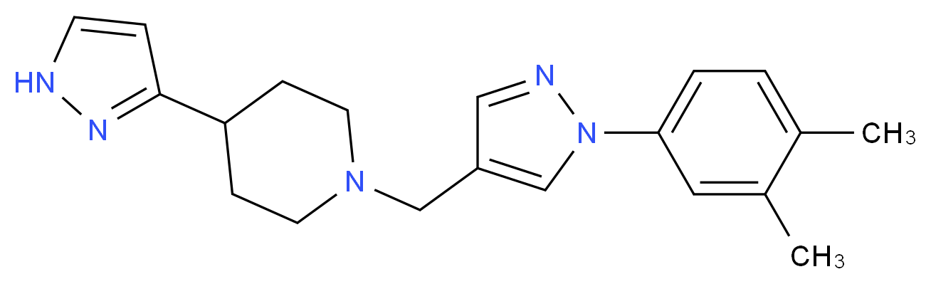 1-{[1-(3,4-dimethylphenyl)-1H-pyrazol-4-yl]methyl}-4-(1H-pyrazol-3-yl)piperidine_Molecular_structure_CAS_)