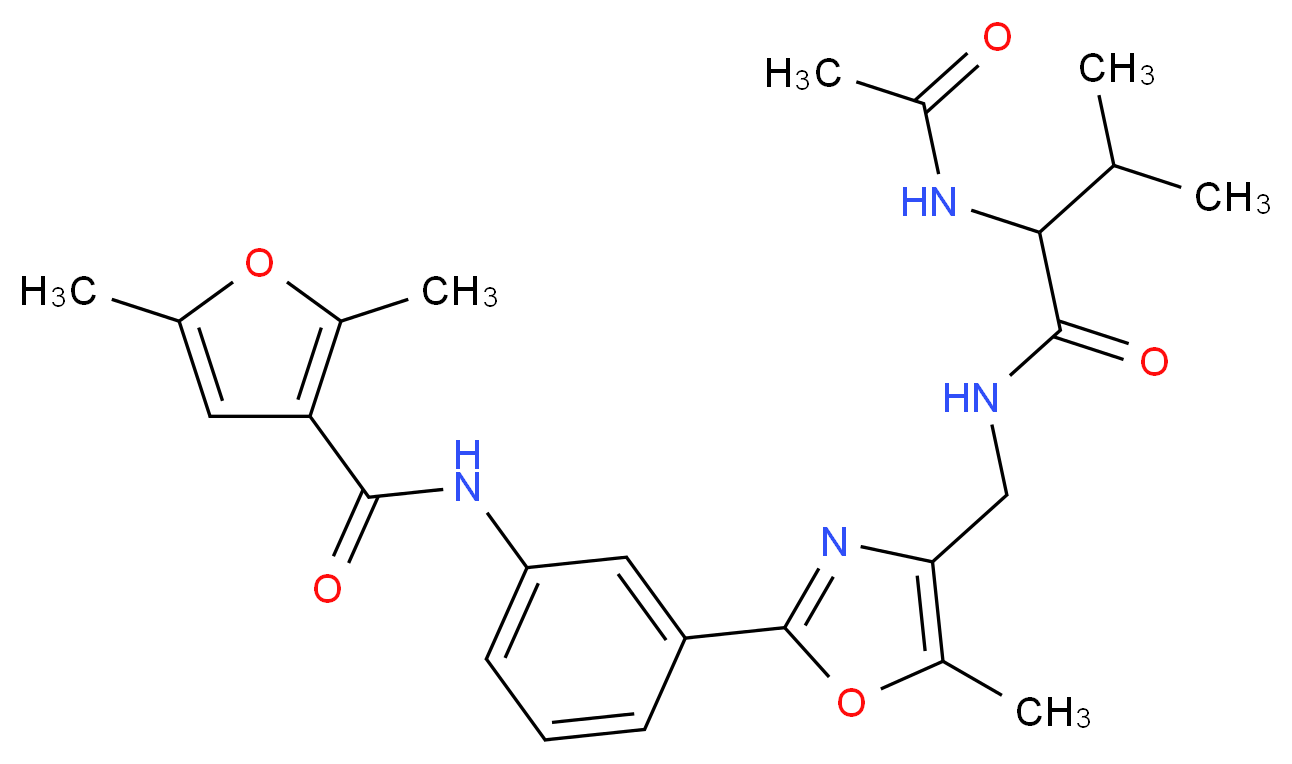 N~2~-acetyl-N~1~-[(2-{3-[(2,5-dimethyl-3-furoyl)amino]phenyl}-5-methyl-1,3-oxazol-4-yl)methyl]valinamide_Molecular_structure_CAS_)