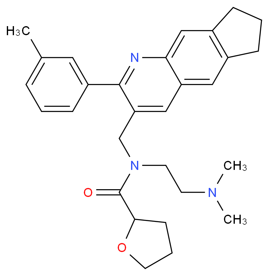 N-[2-(dimethylamino)ethyl]-N-{[2-(3-methylphenyl)-7,8-dihydro-6H-cyclopenta[g]quinolin-3-yl]methyl}tetrahydro-2-furancarboxamide_Molecular_structure_CAS_)