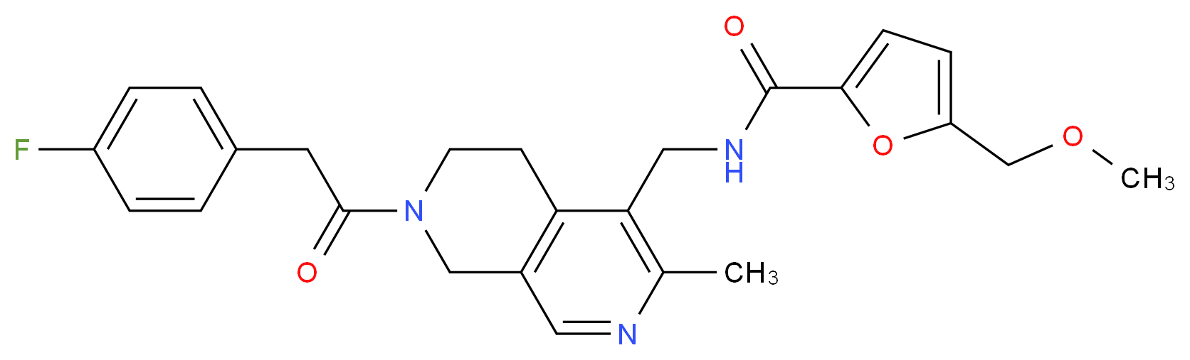 N-({7-[(4-fluorophenyl)acetyl]-3-methyl-5,6,7,8-tetrahydro-2,7-naphthyridin-4-yl}methyl)-5-(methoxymethyl)-2-furamide_Molecular_structure_CAS_)