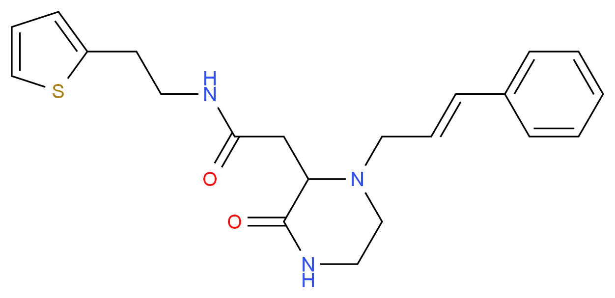 2-{3-oxo-1-[(2E)-3-phenyl-2-propen-1-yl]-2-piperazinyl}-N-[2-(2-thienyl)ethyl]acetamide_Molecular_structure_CAS_)