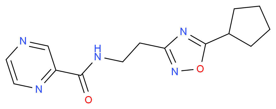 N-[2-(5-cyclopentyl-1,2,4-oxadiazol-3-yl)ethyl]pyrazine-2-carboxamide_Molecular_structure_CAS_)