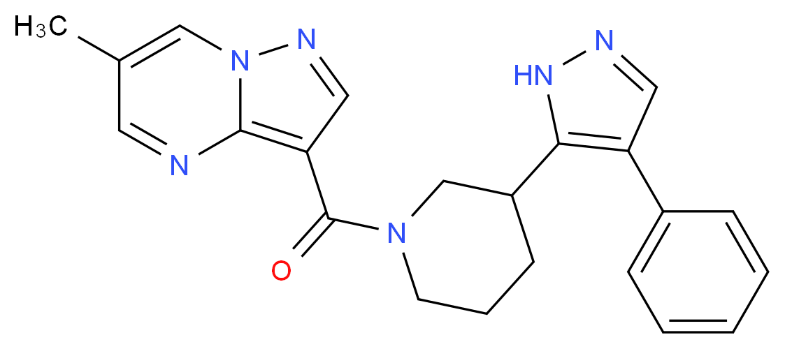 6-methyl-3-{[3-(4-phenyl-1H-pyrazol-5-yl)piperidin-1-yl]carbonyl}pyrazolo[1,5-a]pyrimidine_Molecular_structure_CAS_)