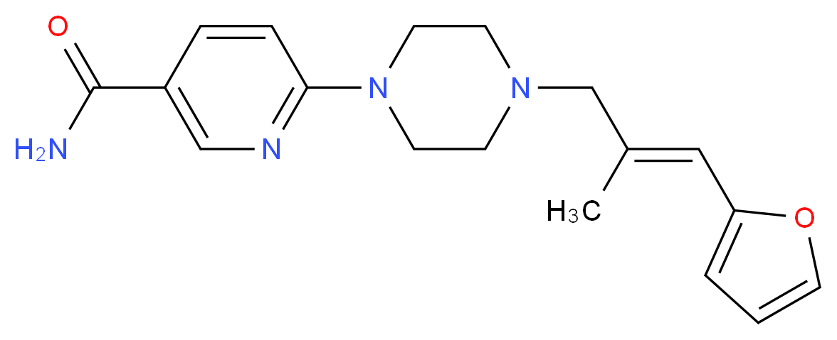 6-{4-[(2E)-3-(2-furyl)-2-methylprop-2-en-1-yl]piperazin-1-yl}nicotinamide_Molecular_structure_CAS_)