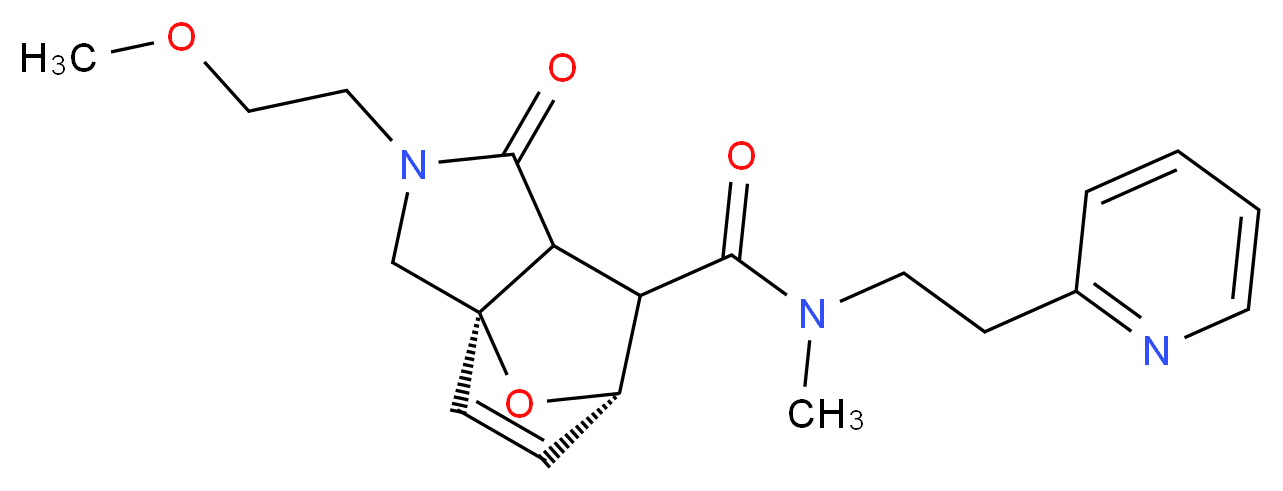 (3aR*,6S*)-2-(2-methoxyethyl)-N-methyl-1-oxo-N-(2-pyridin-2-ylethyl)-1,2,3,6,7,7a-hexahydro-3a,6-epoxyisoindole-7-carboxamide_Molecular_structure_CAS_)