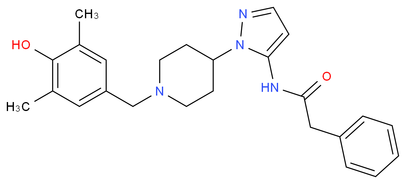 N-{1-[1-(4-hydroxy-3,5-dimethylbenzyl)-4-piperidinyl]-1H-pyrazol-5-yl}-2-phenylacetamide_Molecular_structure_CAS_)