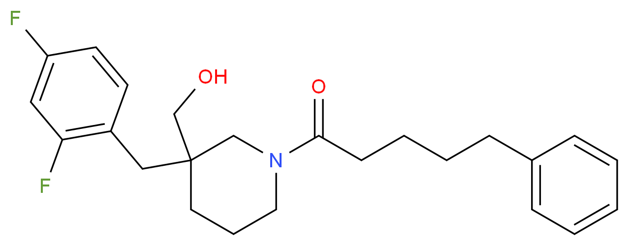 [3-(2,4-difluorobenzyl)-1-(5-phenylpentanoyl)-3-piperidinyl]methanol_Molecular_structure_CAS_)