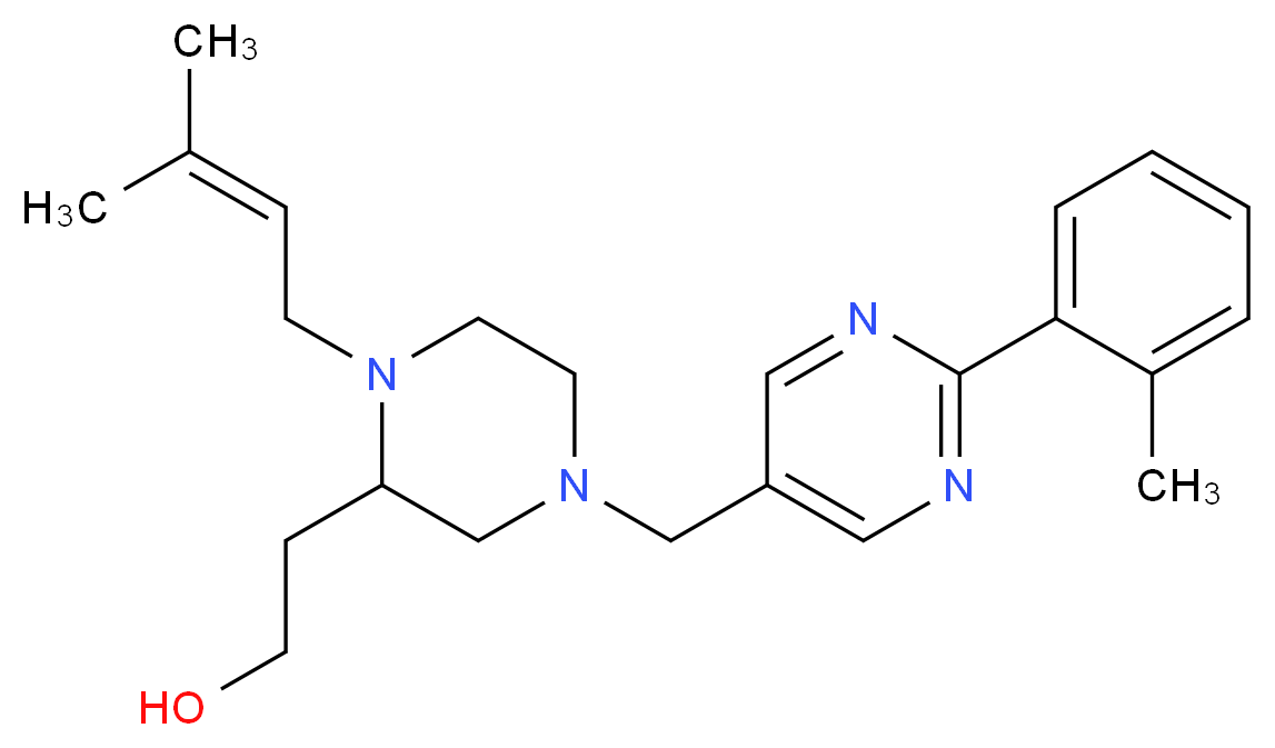 2-(1-(3-methyl-2-buten-1-yl)-4-{[2-(2-methylphenyl)-5-pyrimidinyl]methyl}-2-piperazinyl)ethanol_Molecular_structure_CAS_)