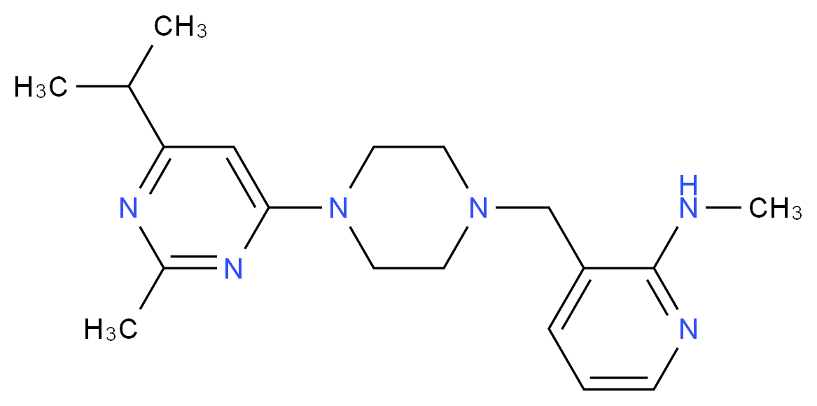 3-{[4-(6-isopropyl-2-methylpyrimidin-4-yl)piperazin-1-yl]methyl}-N-methylpyridin-2-amine_Molecular_structure_CAS_)