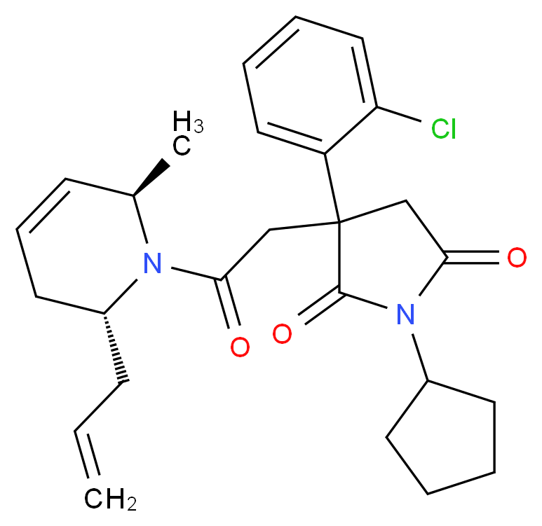 3-{2-[(2R*,6R*)-2-allyl-6-methyl-3,6-dihydro-1(2H)-pyridinyl]-2-oxoethyl}-3-(2-chlorophenyl)-1-cyclopentyl-2,5-pyrrolidinedione_Molecular_structure_CAS_)