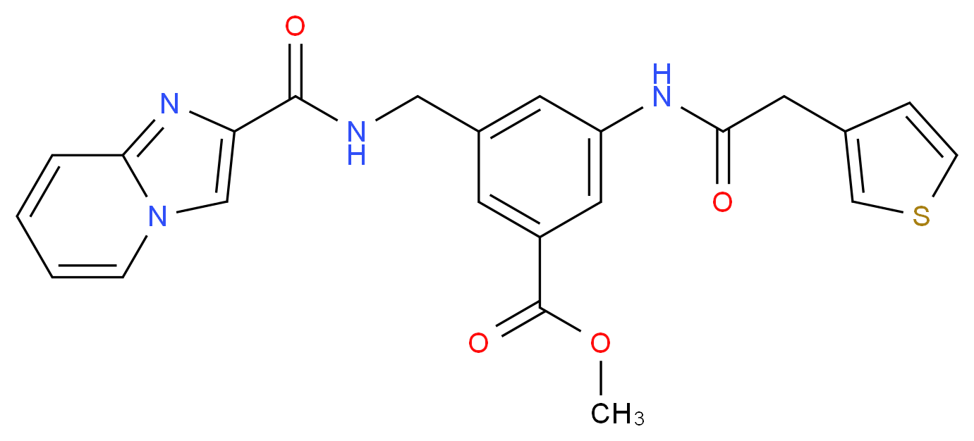 methyl 3-{[(imidazo[1,2-a]pyridin-2-ylcarbonyl)amino]methyl}-5-[(3-thienylacetyl)amino]benzoate_Molecular_structure_CAS_)