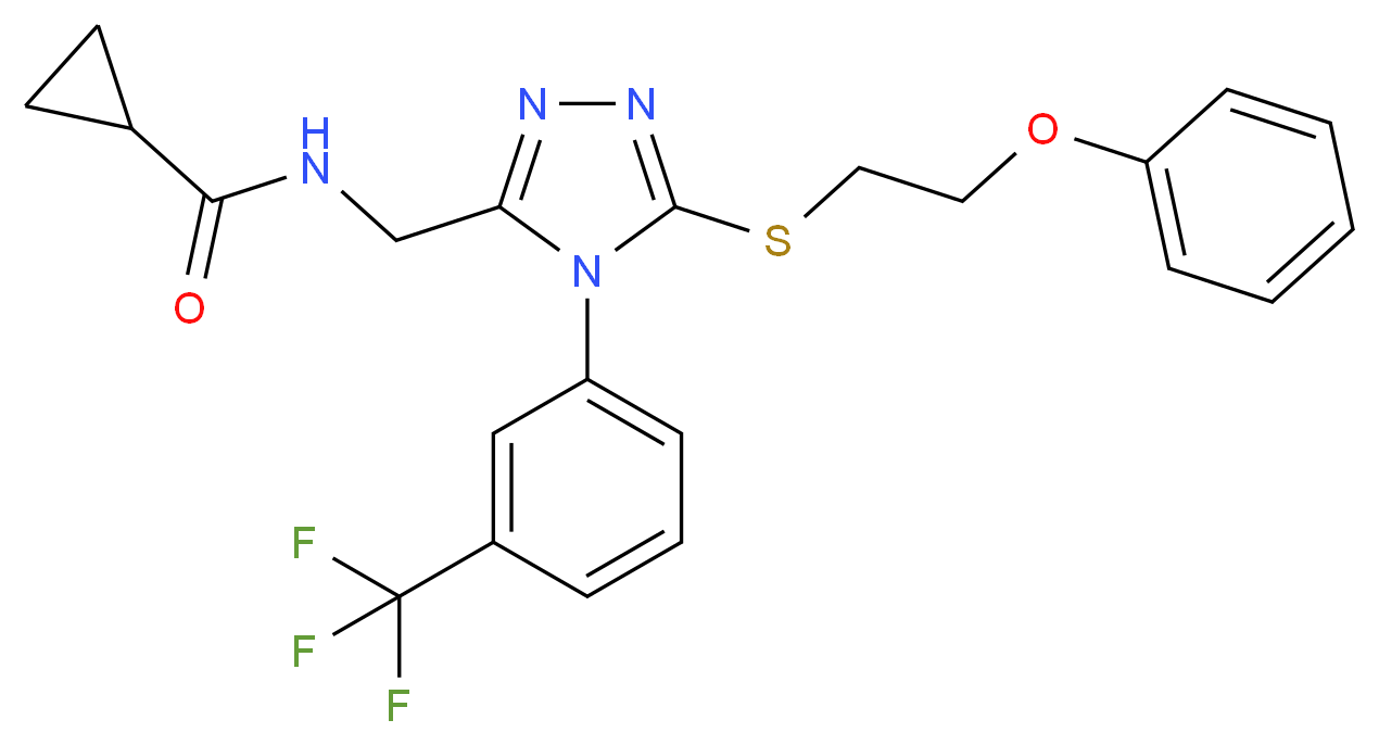 N-({5-[(2-phenoxyethyl)thio]-4-[3-(trifluoromethyl)phenyl]-4H-1,2,4-triazol-3-yl}methyl)cyclopropanecarboxamide_Molecular_structure_CAS_)
