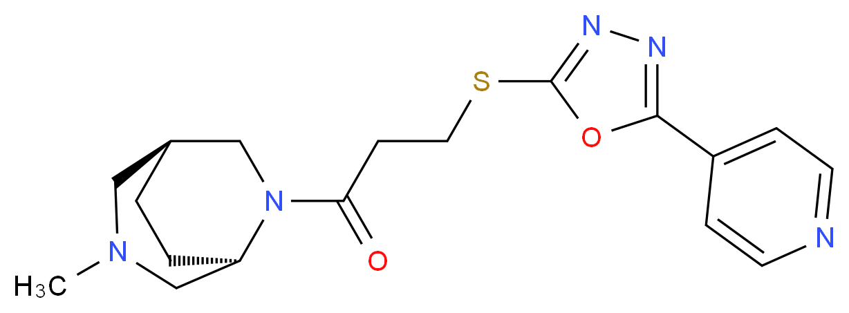 (1S*,5R*)-3-methyl-6-(3-{[5-(4-pyridinyl)-1,3,4-oxadiazol-2-yl]thio}propanoyl)-3,6-diazabicyclo[3.2.2]nonane_Molecular_structure_CAS_)