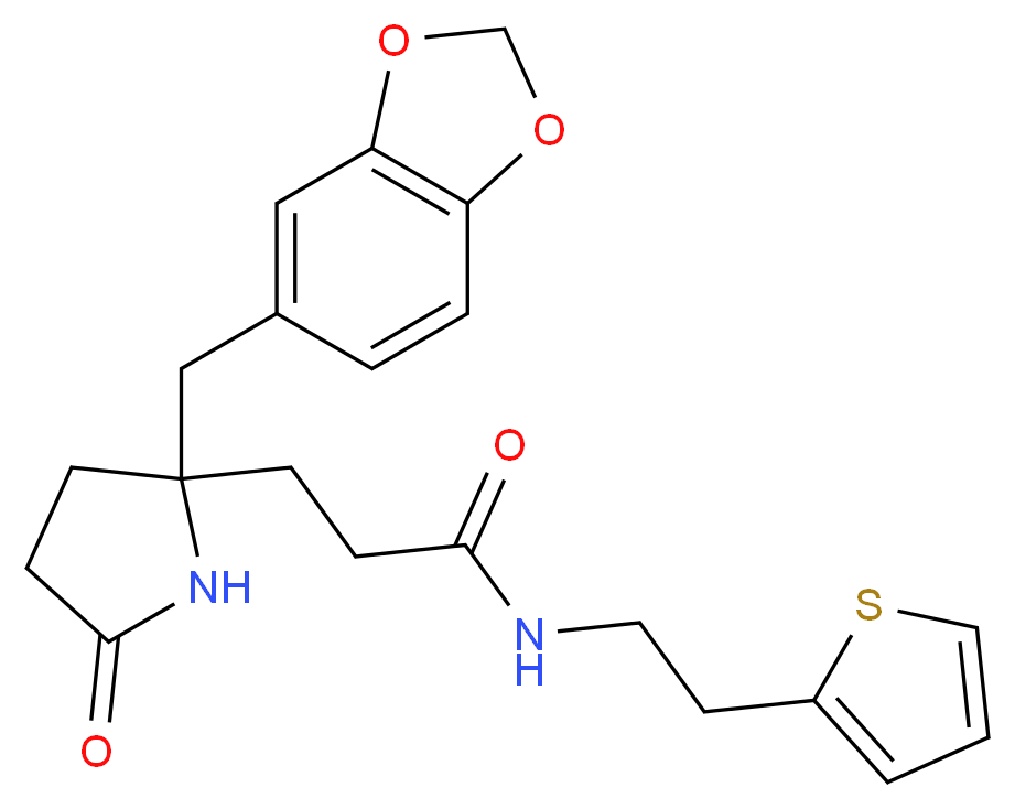3-[2-(1,3-benzodioxol-5-ylmethyl)-5-oxo-2-pyrrolidinyl]-N-[2-(2-thienyl)ethyl]propanamide_Molecular_structure_CAS_)