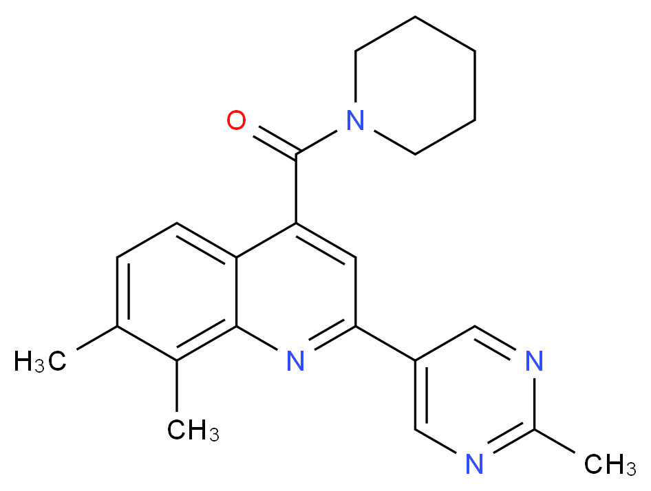 7,8-dimethyl-2-(2-methylpyrimidin-5-yl)-4-(piperidin-1-ylcarbonyl)quinoline_Molecular_structure_CAS_)