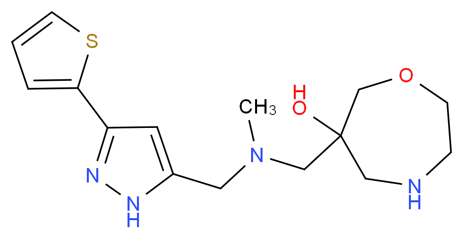 6-[(methyl{[3-(2-thienyl)-1H-pyrazol-5-yl]methyl}amino)methyl]-1,4-oxazepan-6-ol_Molecular_structure_CAS_)