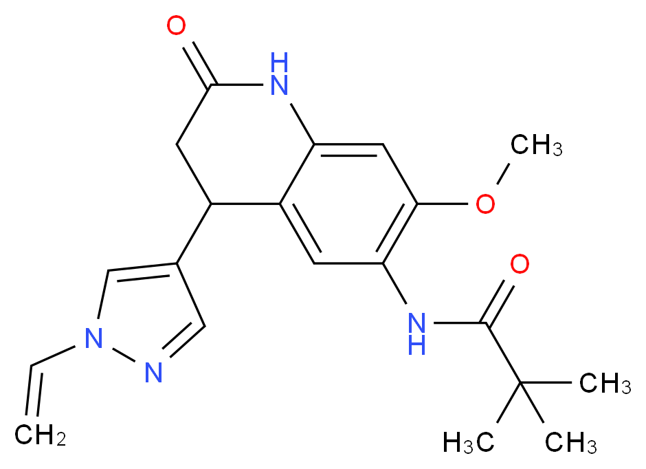 N-[7-methoxy-2-oxo-4-(1-vinyl-1H-pyrazol-4-yl)-1,2,3,4-tetrahydroquinolin-6-yl]-2,2-dimethylpropanamide_Molecular_structure_CAS_)