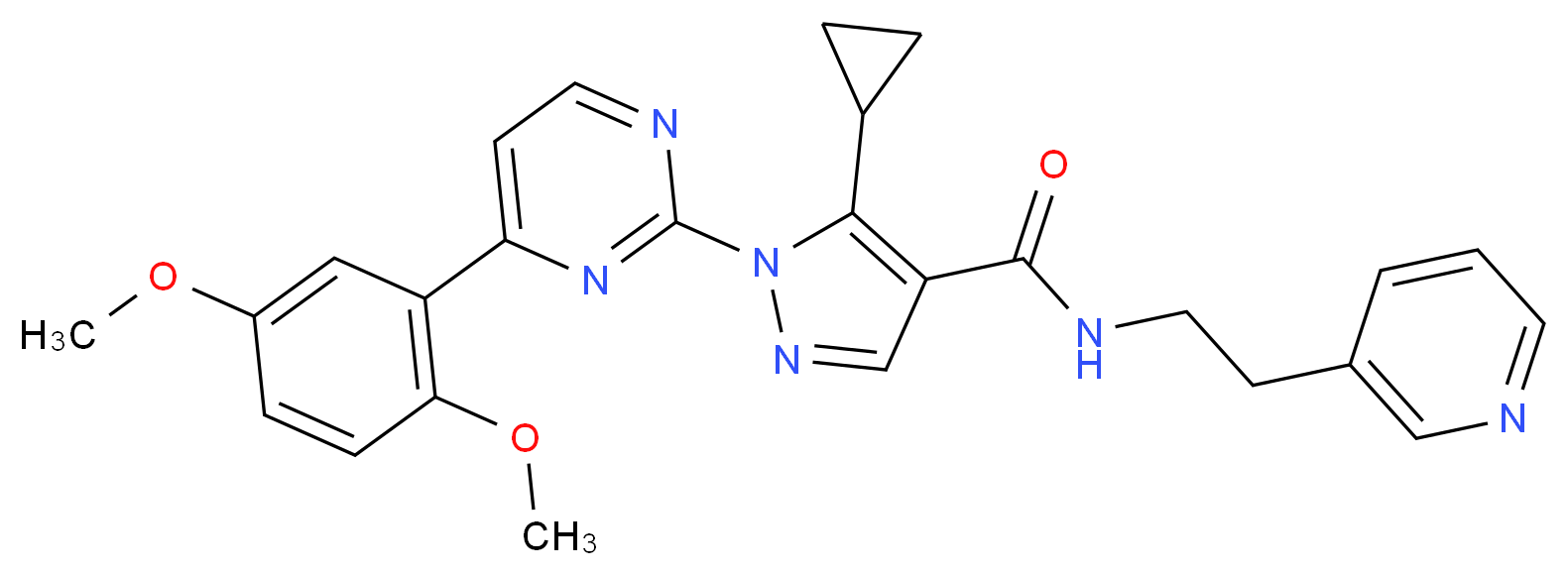 5-cyclopropyl-1-[4-(2,5-dimethoxyphenyl)-2-pyrimidinyl]-N-[2-(3-pyridinyl)ethyl]-1H-pyrazole-4-carboxamide_Molecular_structure_CAS_)
