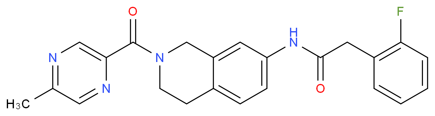 2-(2-fluorophenyl)-N-{2-[(5-methyl-2-pyrazinyl)carbonyl]-1,2,3,4-tetrahydro-7-isoquinolinyl}acetamide_Molecular_structure_CAS_)