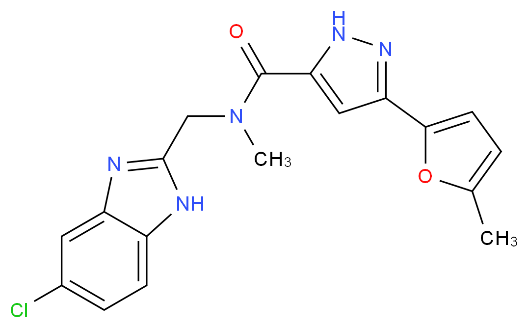 N-[(5-chloro-1H-benzimidazol-2-yl)methyl]-N-methyl-3-(5-methyl-2-furyl)-1H-pyrazole-5-carboxamide_Molecular_structure_CAS_)