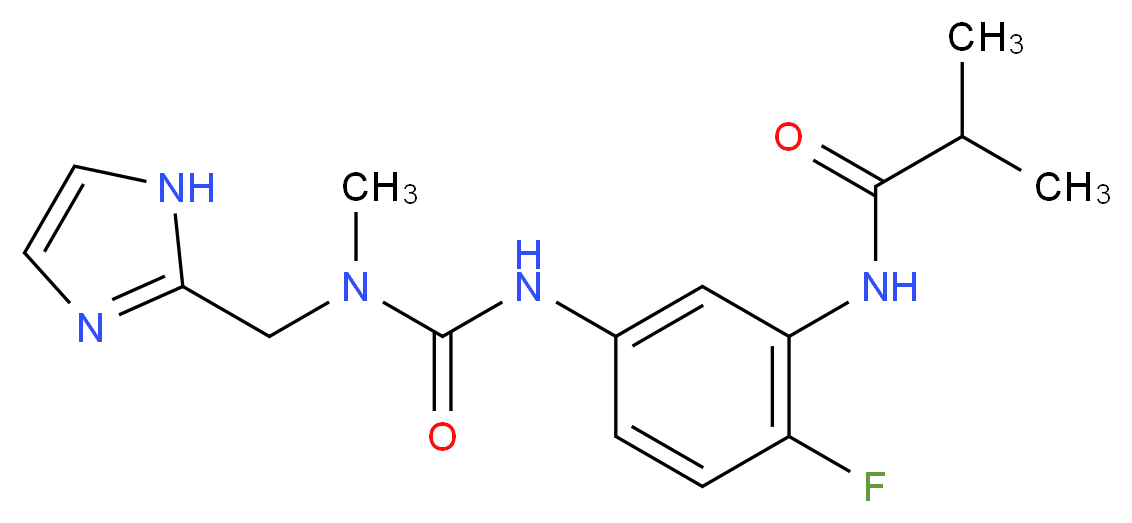 N-[2-fluoro-5-({[(1H-imidazol-2-ylmethyl)(methyl)amino]carbonyl}amino)phenyl]-2-methylpropanamide_Molecular_structure_CAS_)