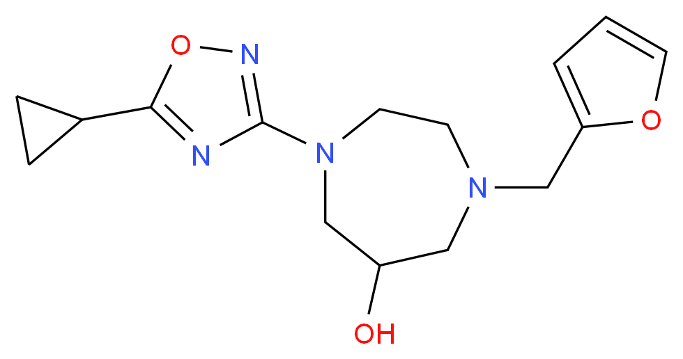 1-(5-cyclopropyl-1,2,4-oxadiazol-3-yl)-4-(2-furylmethyl)-1,4-diazepan-6-ol_Molecular_structure_CAS_)