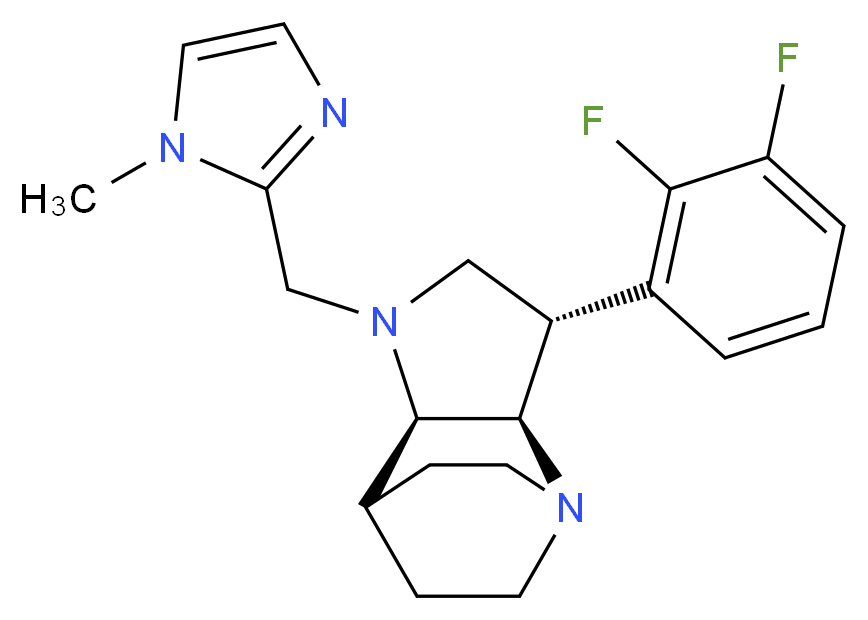 (2R*,3S*,6R*)-3-(2,3-difluorophenyl)-5-[(1-methyl-1H-imidazol-2-yl)methyl]-1,5-diazatricyclo[5.2.2.0~2,6~]undecane_Molecular_structure_CAS_)