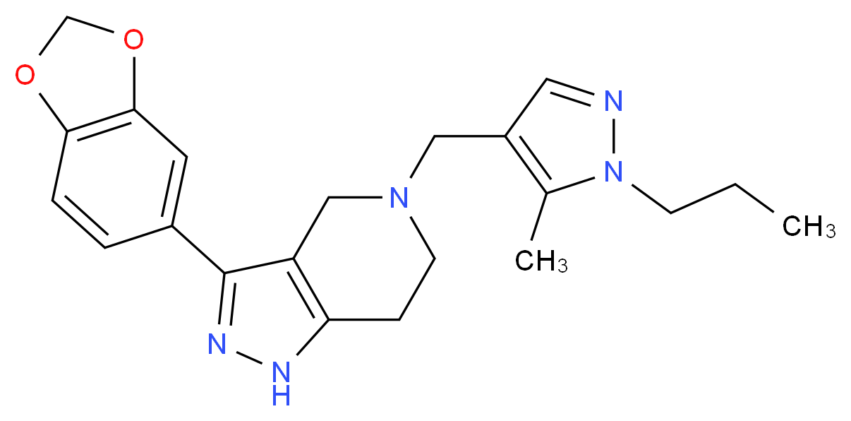 3-(1,3-benzodioxol-5-yl)-5-[(5-methyl-1-propyl-1H-pyrazol-4-yl)methyl]-4,5,6,7-tetrahydro-1H-pyrazolo[4,3-c]pyridine_Molecular_structure_CAS_)